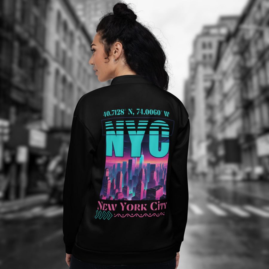 NYC New York City Graphic All Over Print Bomber Jacket product image (5)