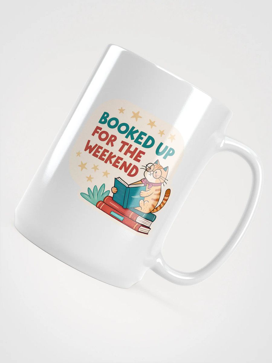 Bookworm Cat White Glossy Mug product image (4)