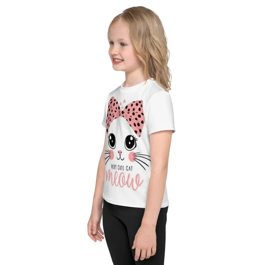 Kids Crew Neck T-Shirt Cute Cat product image (3)