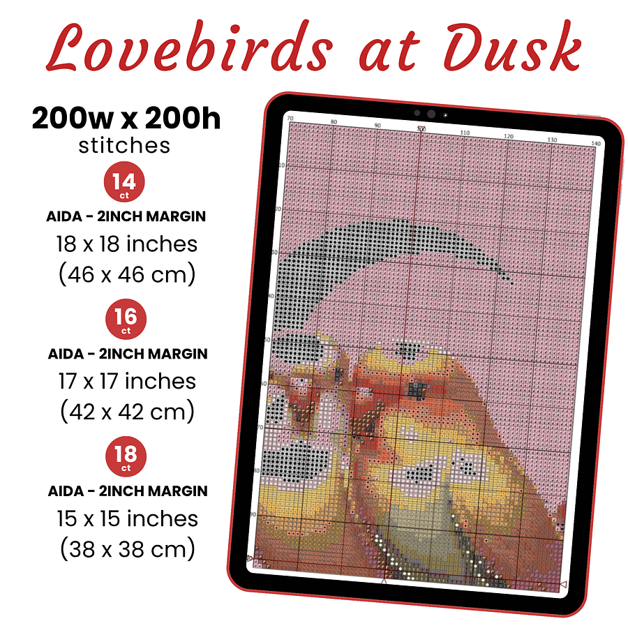 Lovebirds at Dusk Cross Stitch Pattern product image (2)