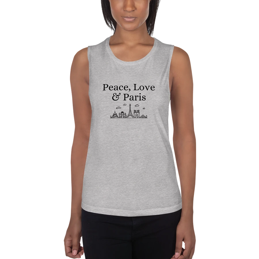 Peace, Love and Paris with Monuments Women's Flowy Muscle Tank | Black Ink product image (3)