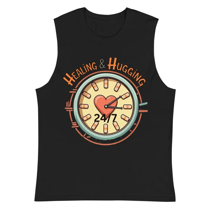 24/7 Healing & Hugging Heart Clock Muscle Tank product image (3)