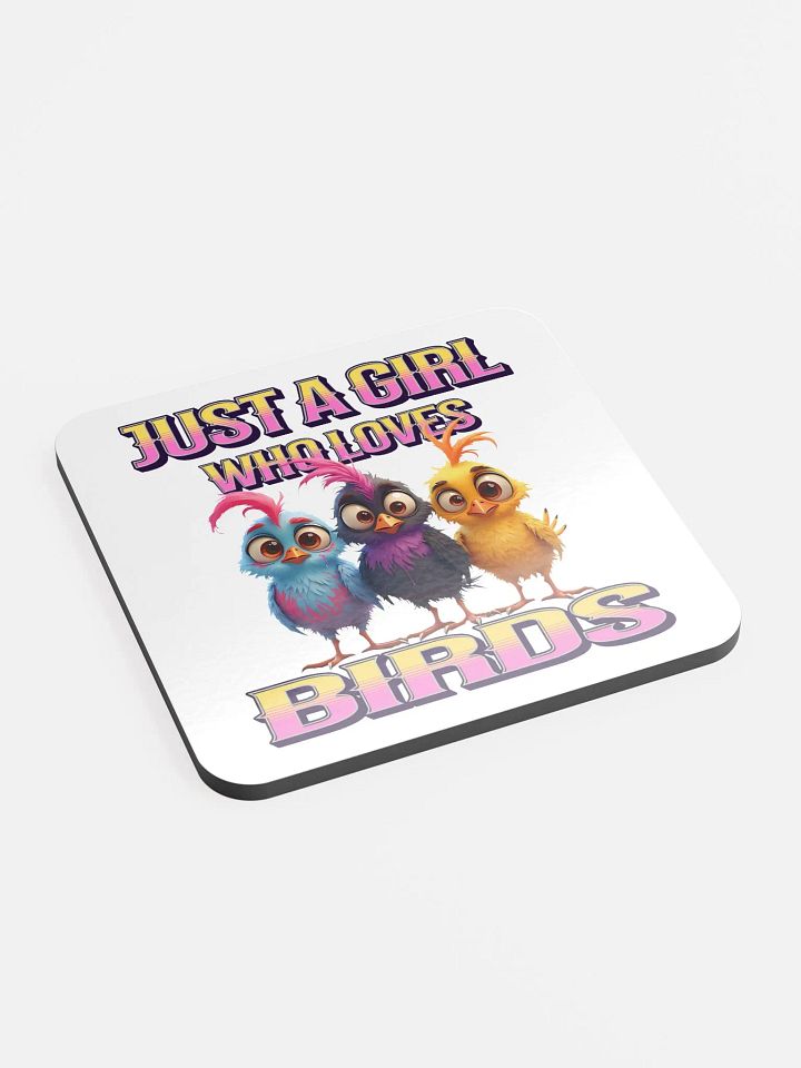 Just A Girl Who Loves Birds Whimsical Cork Coaster product image (1)