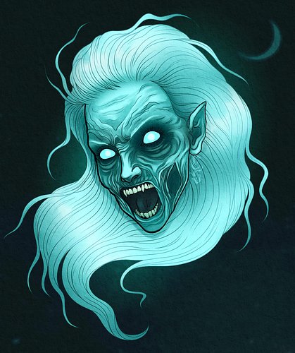 A Banshee for my last European Mythology assignment piece! 👻🩵