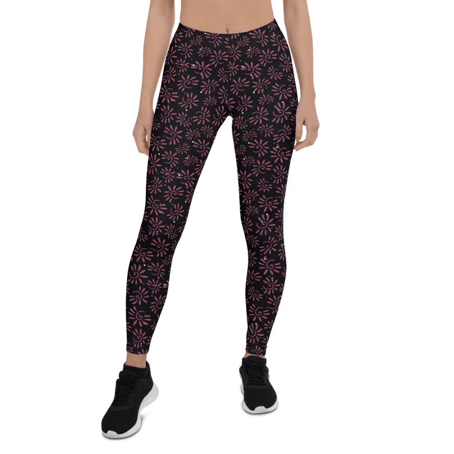 Leggings in classy dark magenta on black design with slight sparkle. Ideal for that special event product image (1)