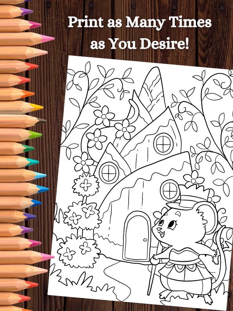 A Mouse and a House Printable Coloring Pages for Kids product image (5)
