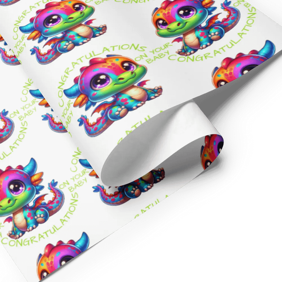 Congratulations Baby Boy or Girl Wrapping Paper Sheets - Newborn Gift Wrap Set product image (3)