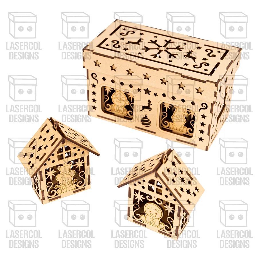 Christmas Ornaments Houses Box Set 2 - Laser Cut Files product image (2)