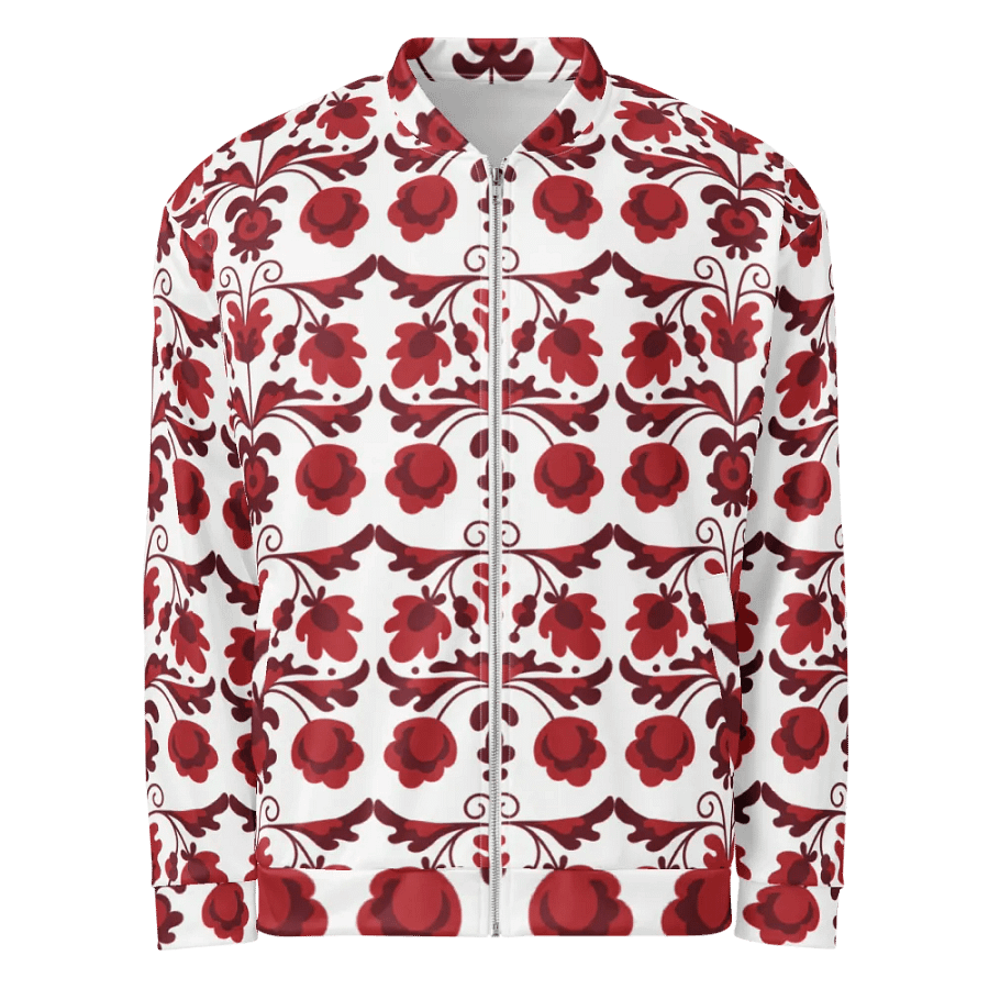 Symphony in Red Floral Bomber Jacket product image (1)