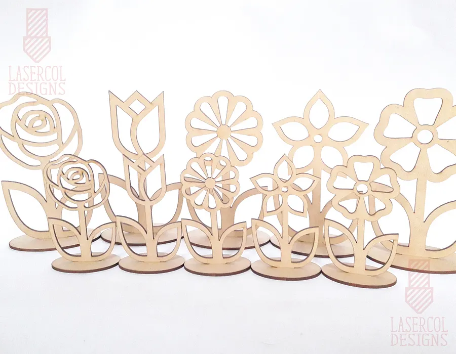 Flowers - Set 1 - (Two Sizes, Five Styles) - Laser Cut Files product image (4)