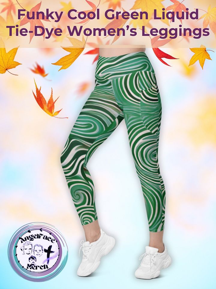 Funky Cool Green Liquid Tie-Dye Women's Leggings product image (1)