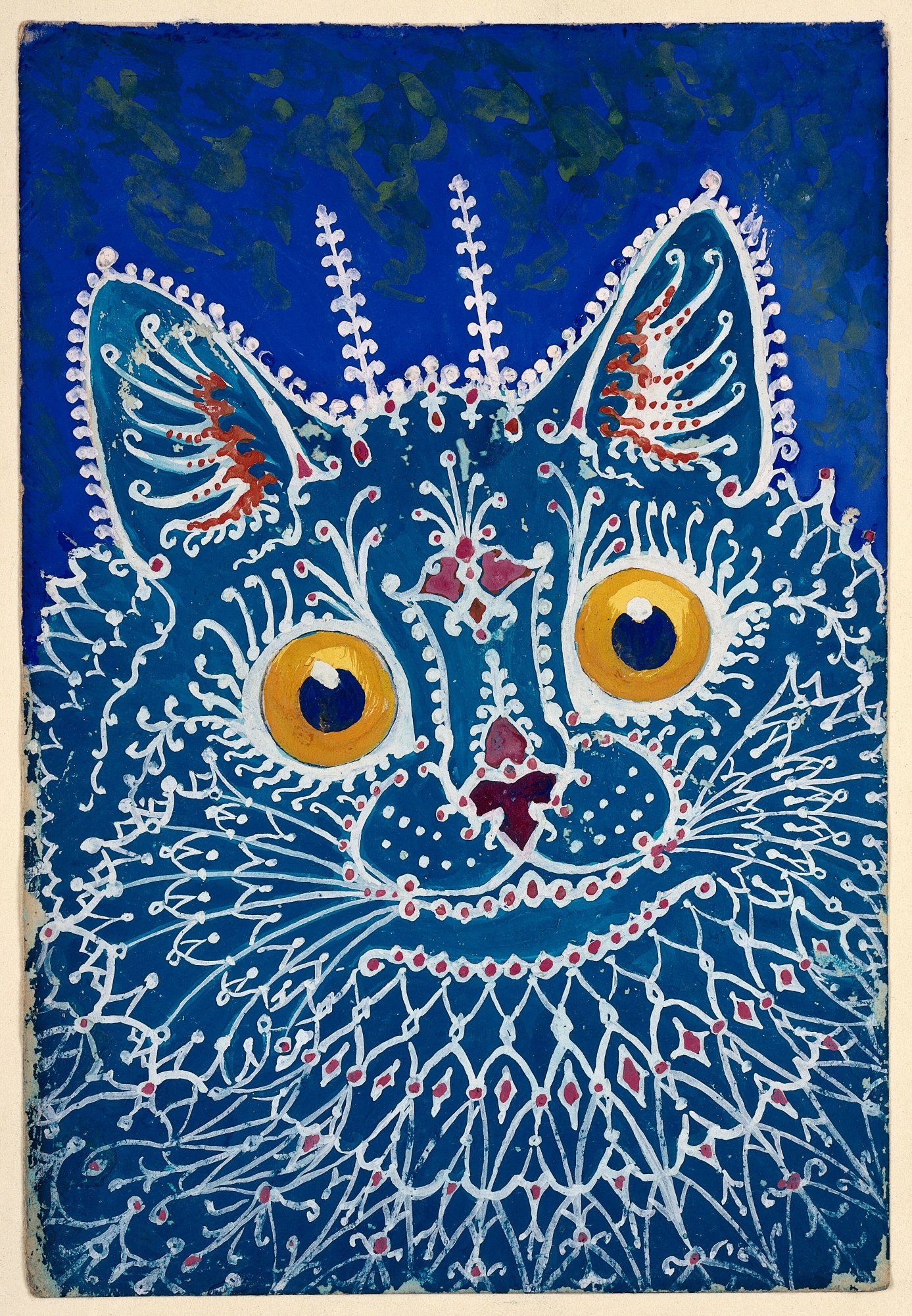 Vintage Art Download - Louis Wain, A cat in Gothic style, Gouache c. 1925-39 product image (1)