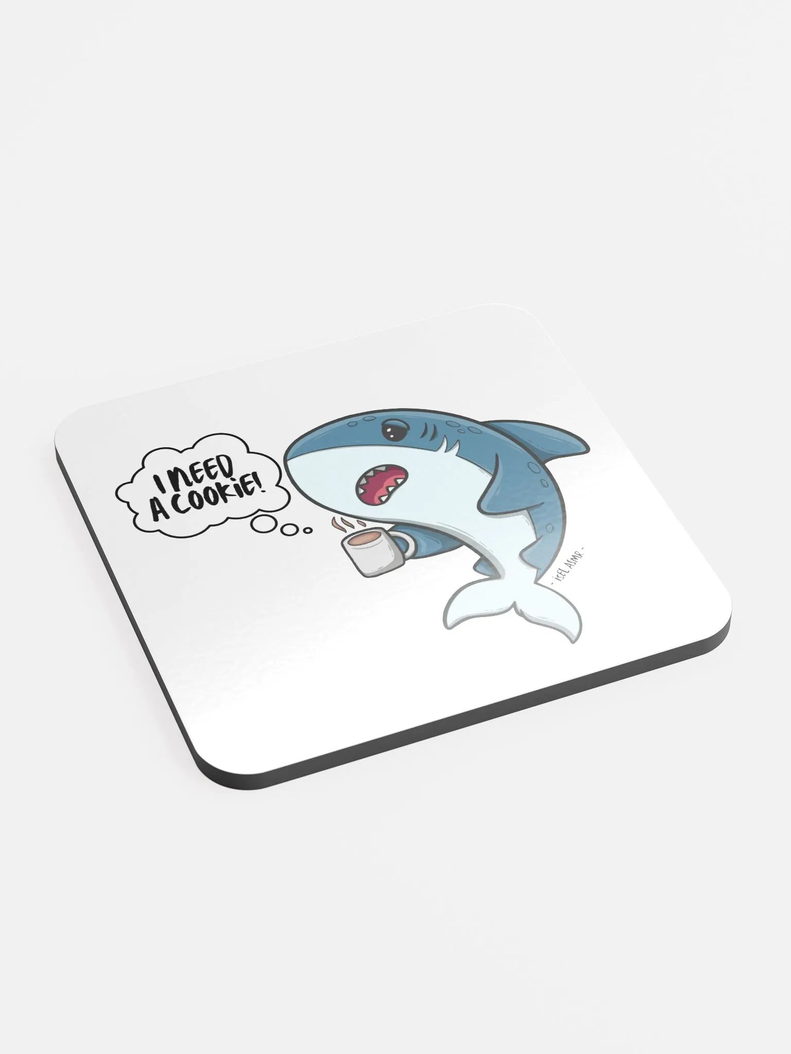 'Morning Sharki' Glossed Cork Coaster product image (2)