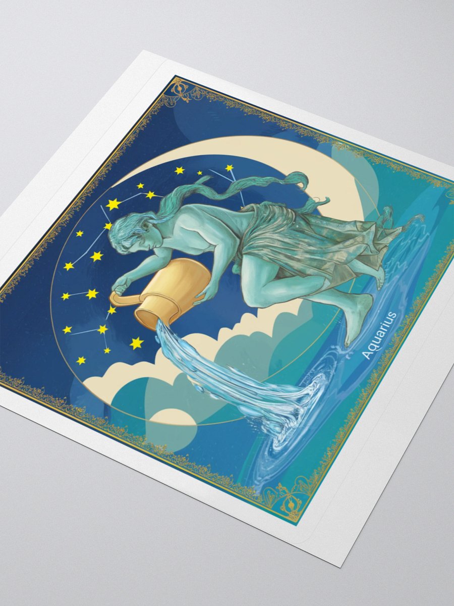 Aquarius Celestial Water-Bearer Vinyl Sticker - Exclusive Zodiac Art product image (3)