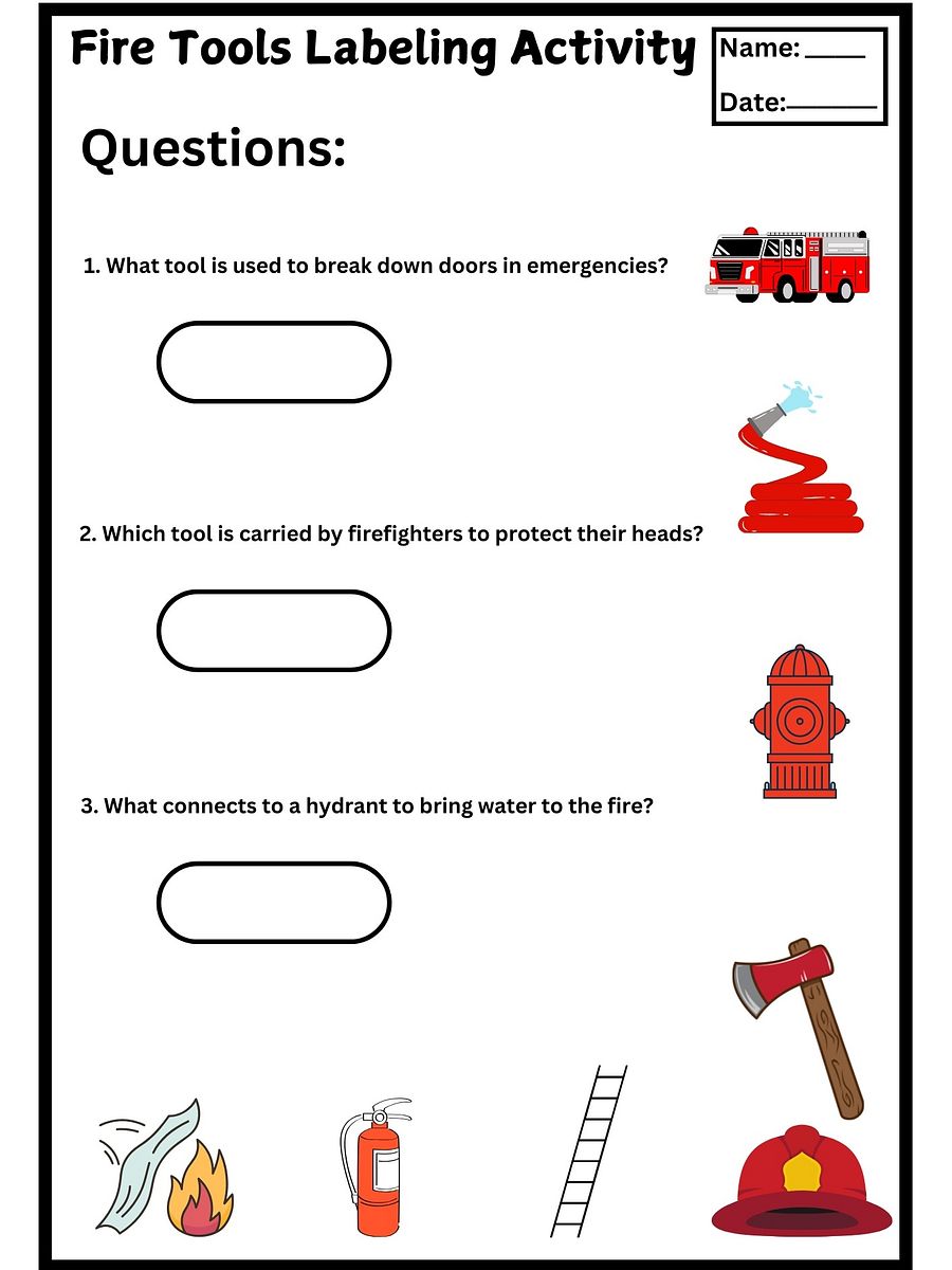Fire Tools Labeling Activity Worksheets product image (3)