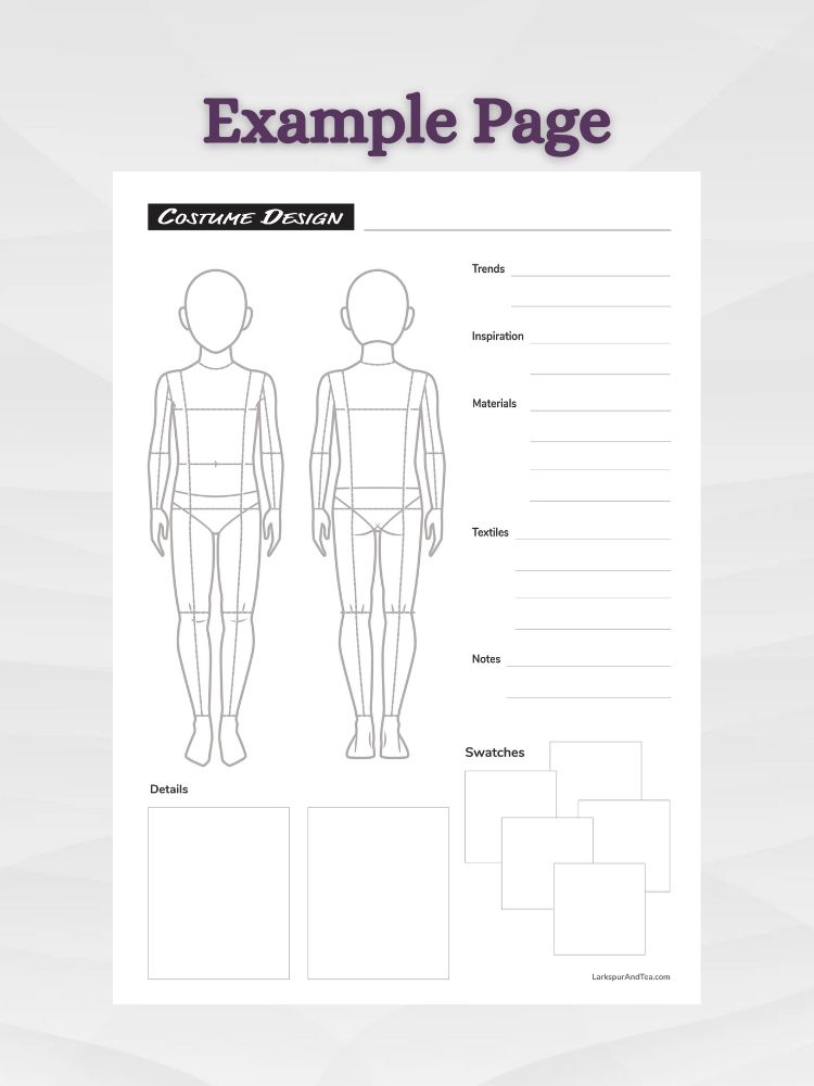 Cosplay Costume and Makeup Planner - Male, Female, and Child Body Templates product image (7)