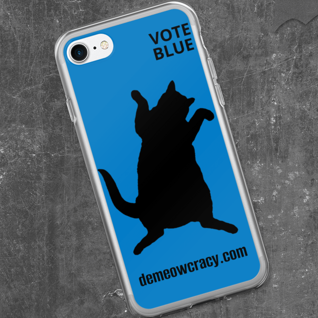 Vote Blue Dancing DeMeowcracy Cat iPhone Case - Turquoise Blue product image (1)