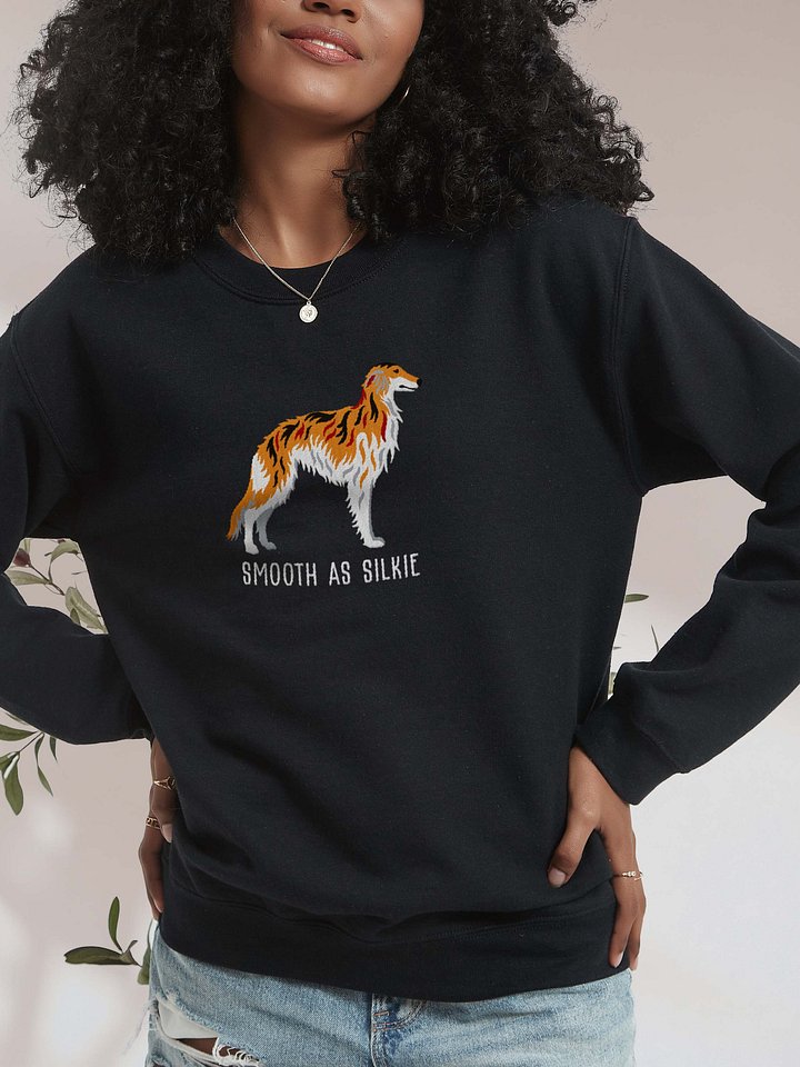 Smooth as Silkie Sweatshirt (Embroidered) of a Silken Windhound(Brindle) product image (2)