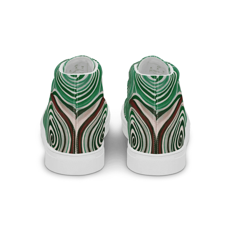 Funky Cool Green Liquid Tie-Dye Women's High-Top Canvas Shoes product image (4)
