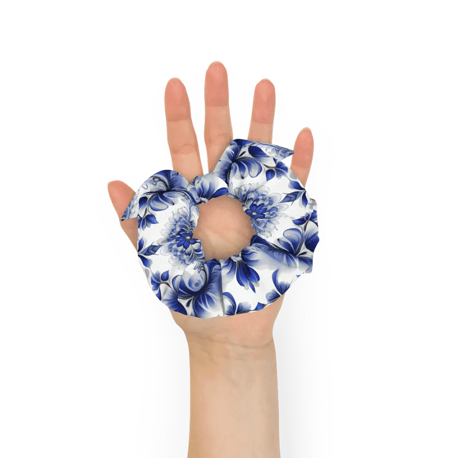 Hair Scrunchie - Blue and White Floral Pattern product image (7)
