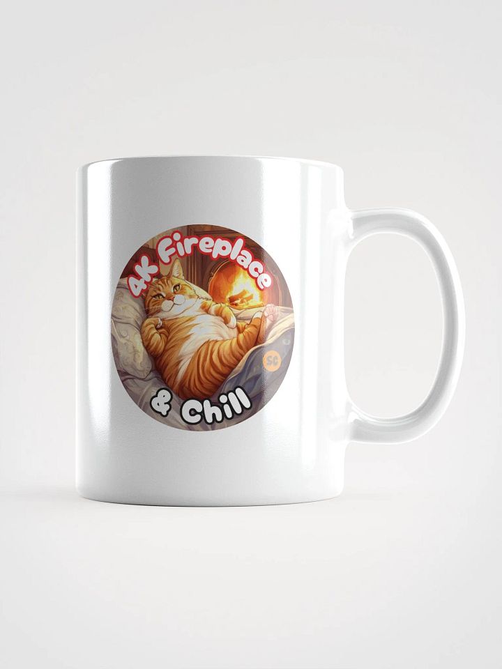 Cozy Cat - 4K Fireplace & Chill | White Glossy Mug product image (2)