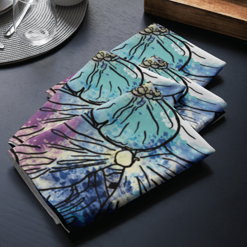 🌸 Hydrangea Blooms | Set of 4 Cloth Napkins | Monique Faella Designs™ | Coastal Floral Table Linens | product image (12)