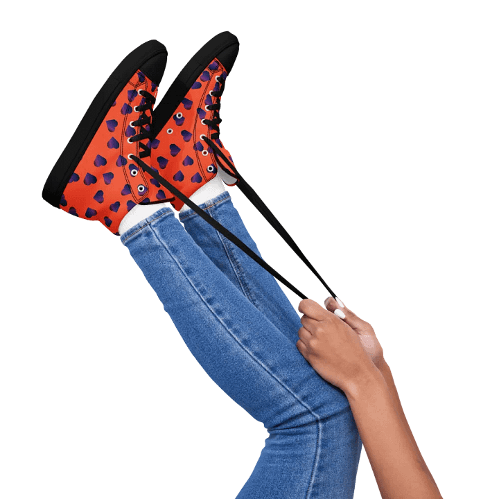 Abstract Love Pattern Hearts on a Coloured Background Ladies Canvas High Top Shoes product image (2)