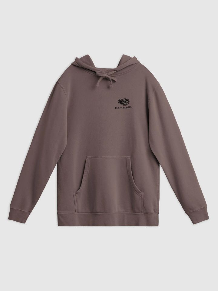 BUSY-BRAINED (sm. design) printed pigment hoodie product image (1)