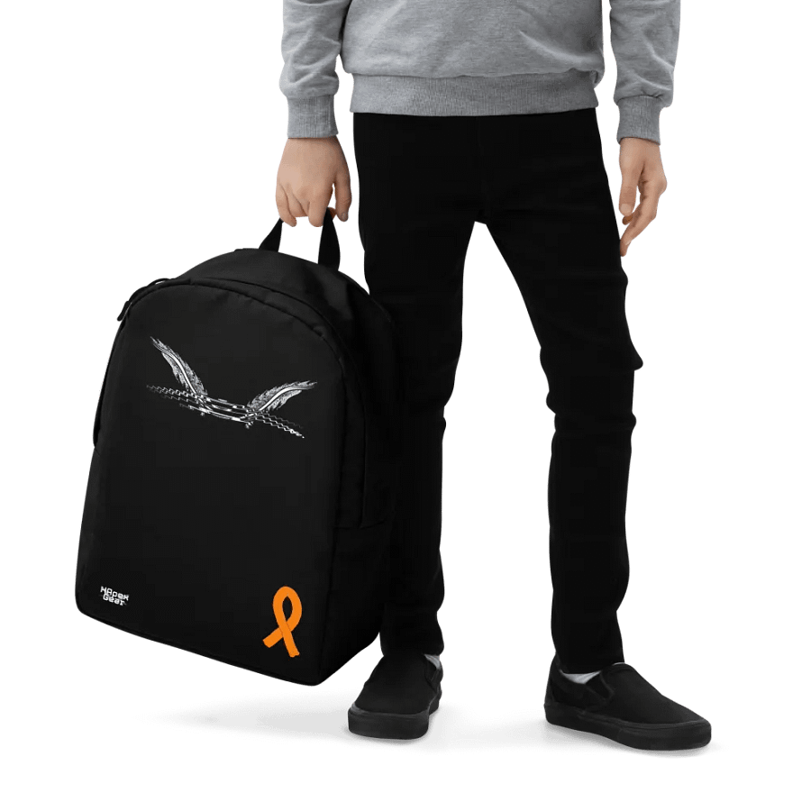 White HApex Gear White Logo Cancer Awareness Orange Ribbon. Black Minimalist Backpack product image (7)