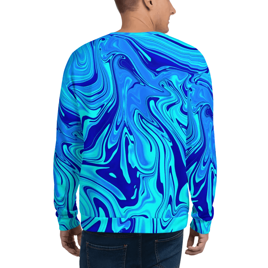 Sweatshirt - Light and Dark Blue Digital Fluid Art product image (12)