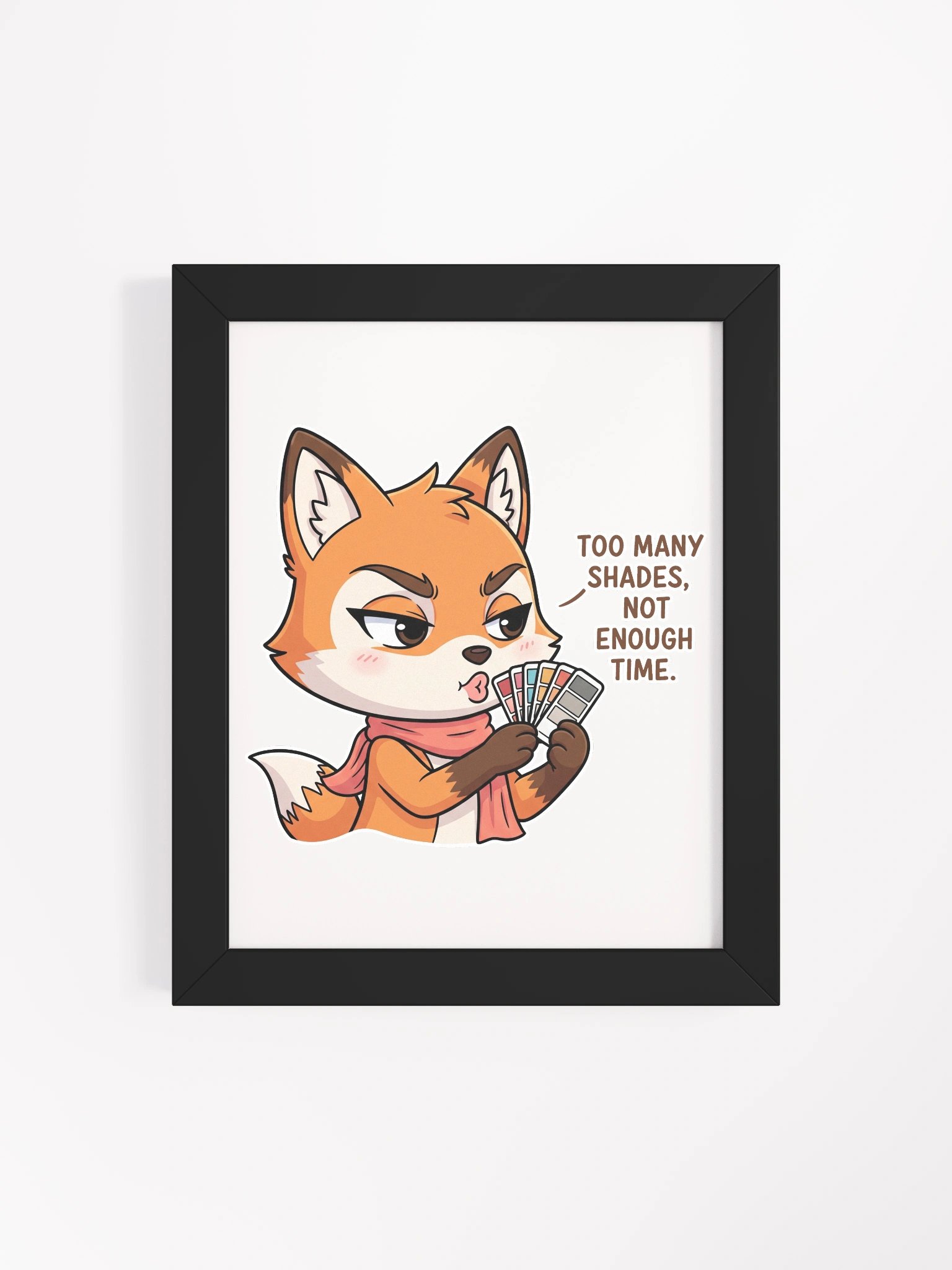 Fashionable Fox with Color Swatches Framed High-Quality Matte Poster product image (4)