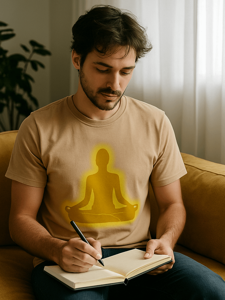 Peace in Practice – Golden Meditation Silhouette Tee | Sand product image (2)