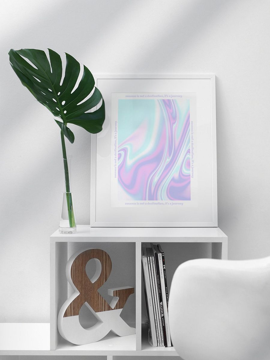 Holographic Success Journey Quote Print, Inspirational Pastel Wall Art, Office Decor, Motivational Poster, Modern Home Aesthetic Artwork product image (3)