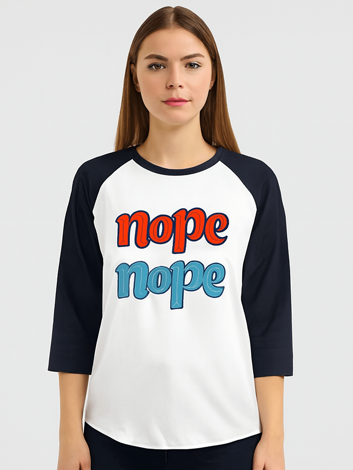 Dual Tone Nope 3D Raglan Long Sleeve T-Shirt product image (1)