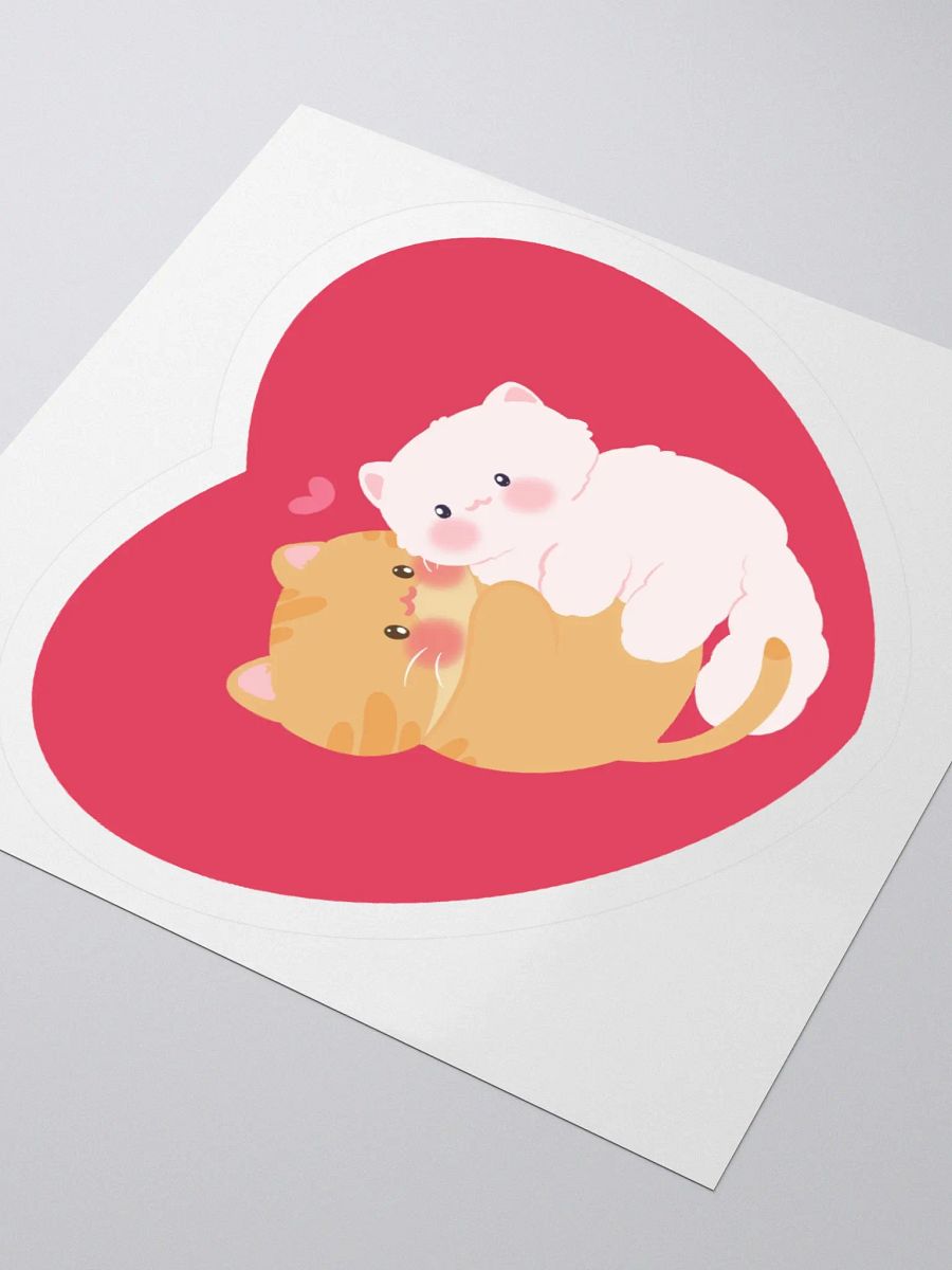 Heart Orange & White Cat Vinyl Sticker product image (3)