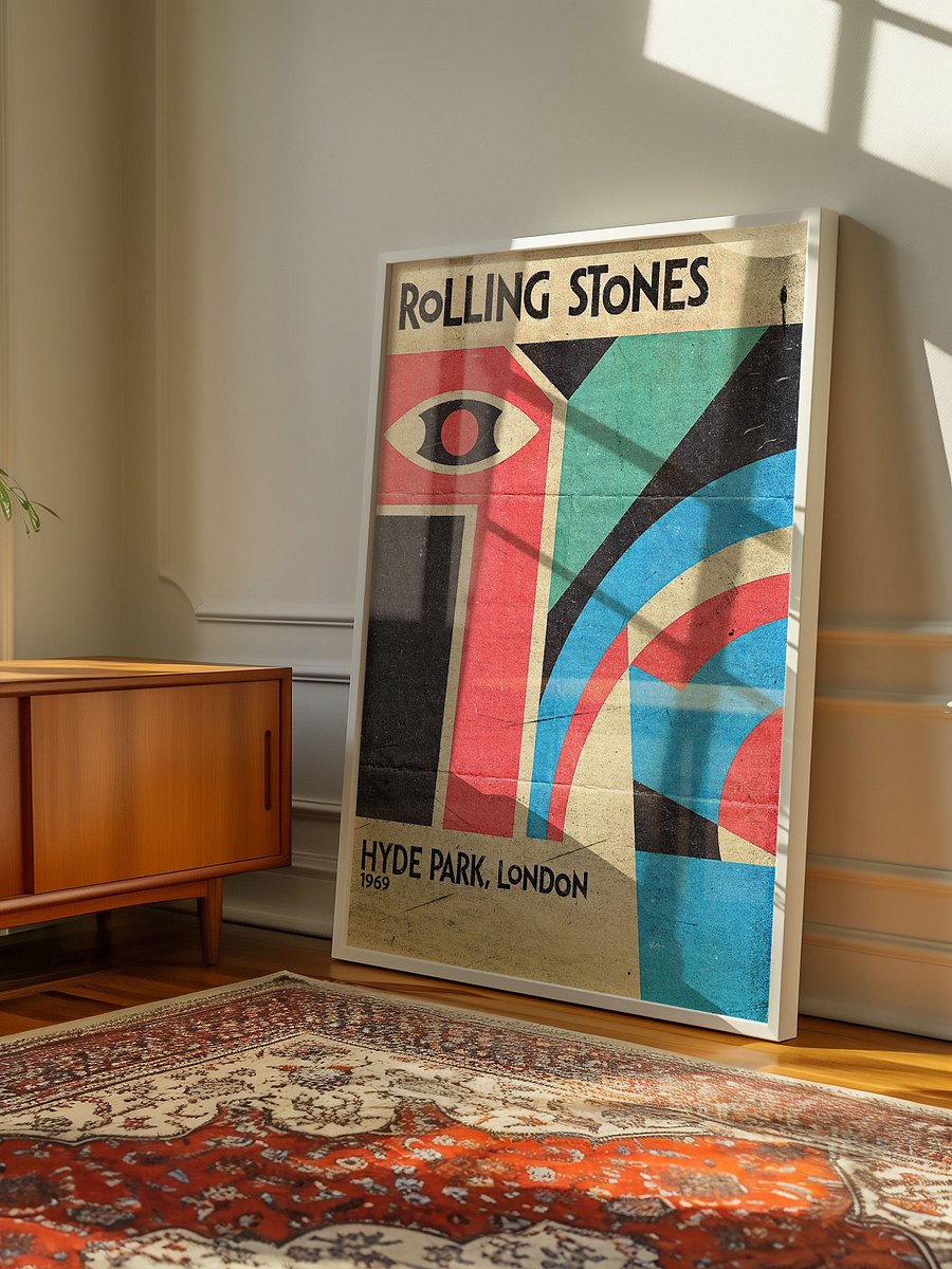 Rolling Stones Hyde Park 1969 Poster | Vintage Rock Print | London Concert Art | Retro Music Decor | Reworked Design product image (9)