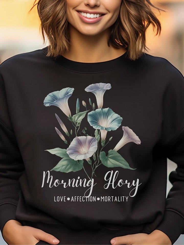 September Birth Month Inspirational Morning Glory Flower Sweatshirt: Love Affection Mortality product image (1)