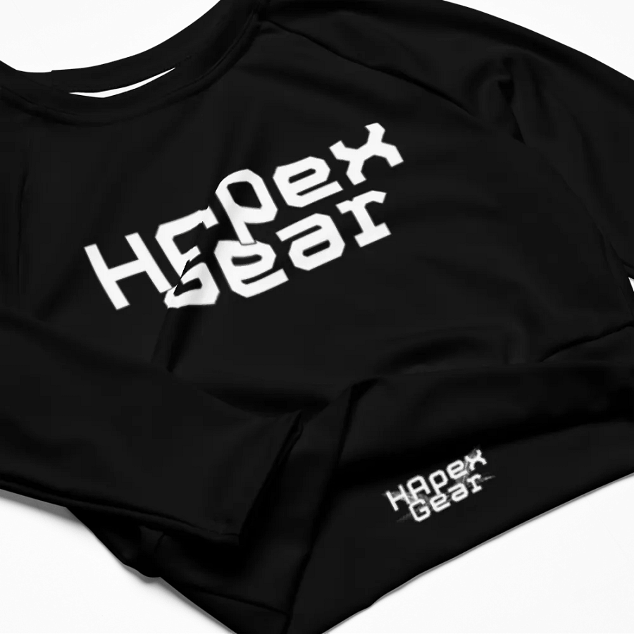 Recycled Long Sleeve Crop Top - Black - White HApex Gear White Logo product image (12)