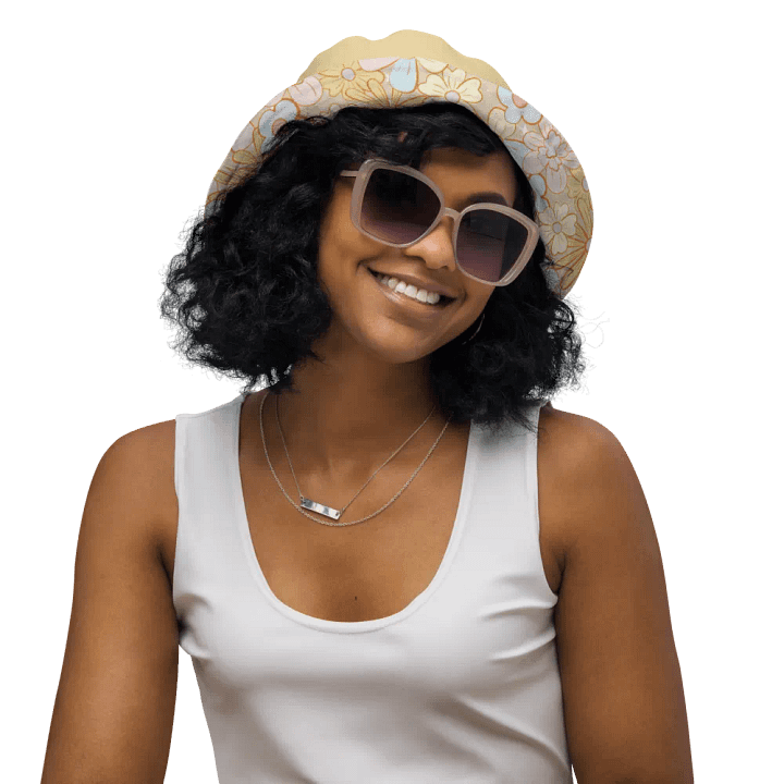 Retro Flowers Cream Reversible Bucket Hat product image (2)