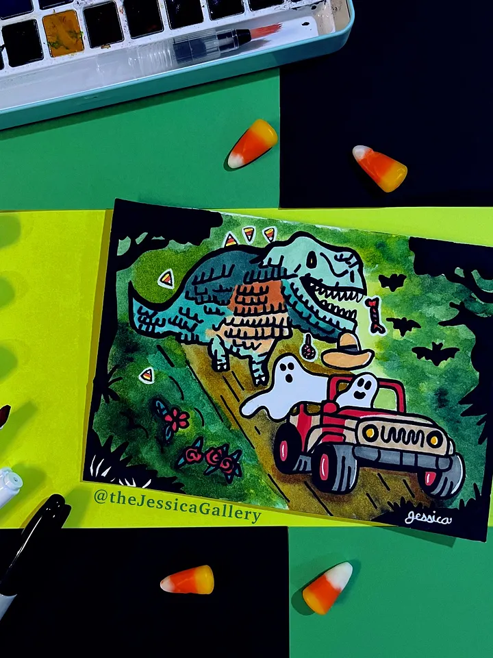 Dino Piñata Pursuit Art Print product image (2)