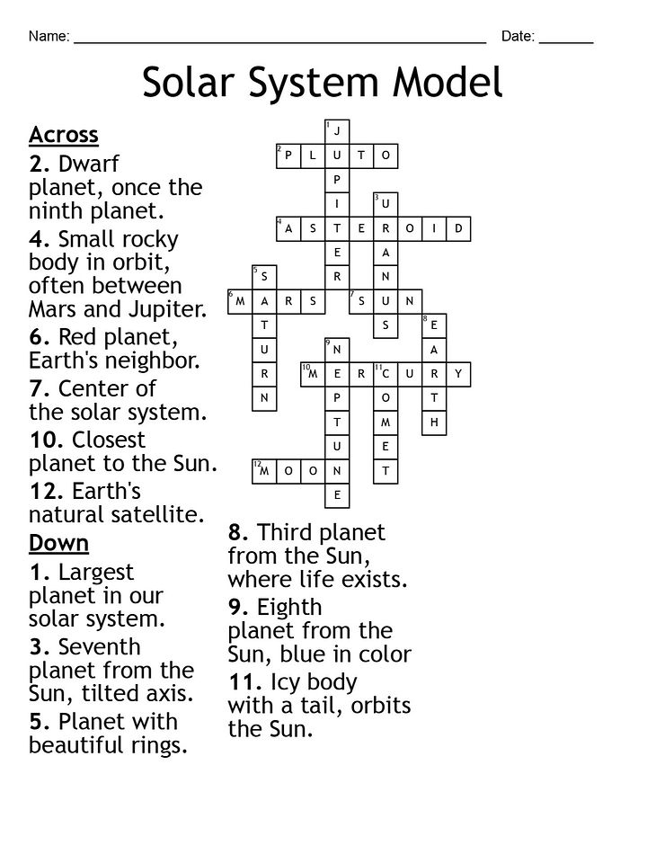Solar System Model Crossword Puzzle product image (2)
