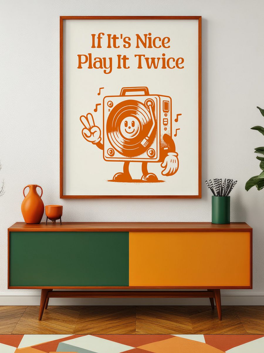 If It's Nice Play It Twice Vinyl Player Mascot Retro Art Print product image (6)