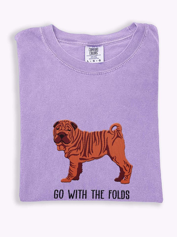 Go with the Folds T-Shirt(Embroidered) of a Chinese Shar-Pei(Red) product image (1)