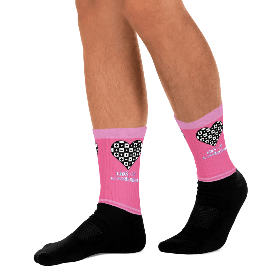 Pink Checkered Heart Socks (Unisex) product image (10)