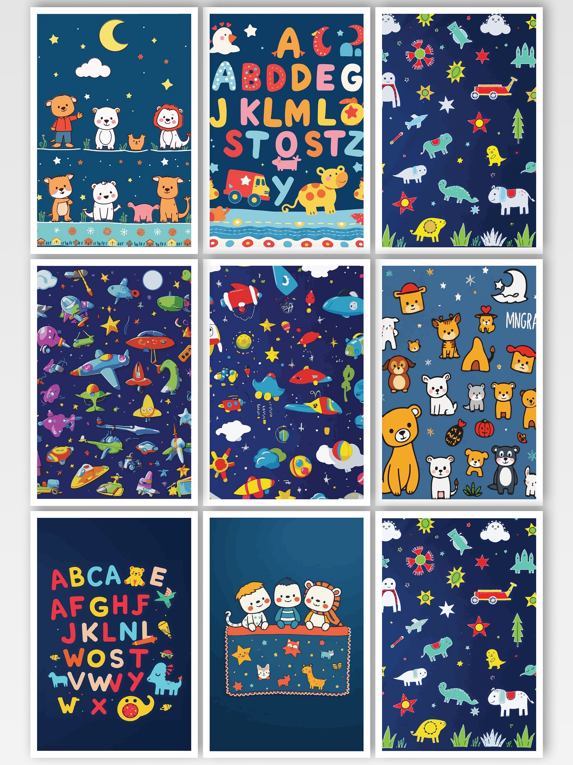 Pack of 13 Adorable Digital Art Design for Children's Blanket - Toys, Moon, and Stars Theme product image (5)