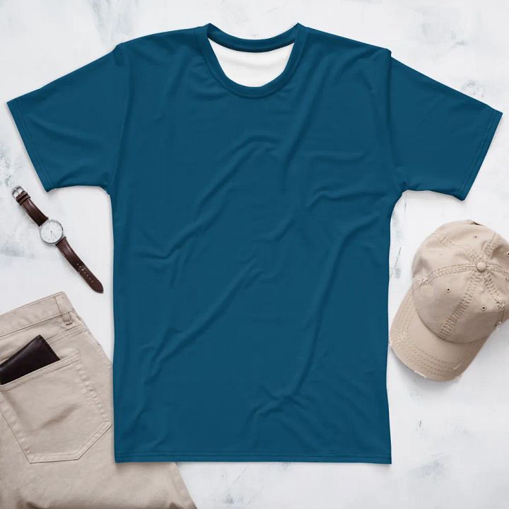 Plain Dark Blue True Summer Men's Crewneck Polyester Heavyweight Premium T-Shirt by Treasure Pie product image (1)