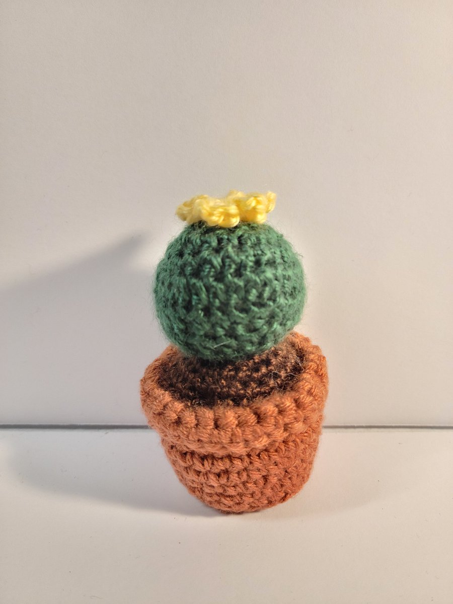 Handmade Amigurumi Mini Cactus With Flower Stuffed Animal product image (1)