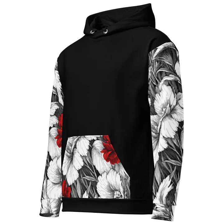 Bold Red Floral Pattern Black Hoodie product image (1)