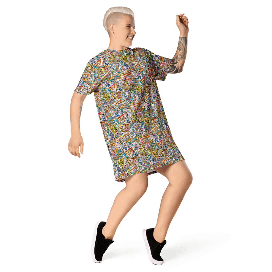 Jugoslovenski inflatorni dinar 1993 (Kolaž/mozaik) All-Over Print T-Shirt Dress product image (5)