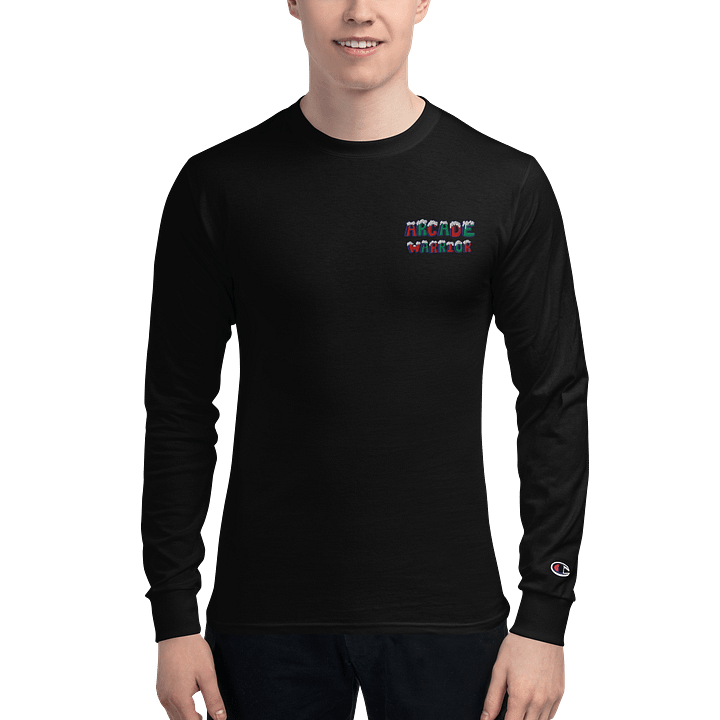 Arcade Warrior Holiday Logo Unisex Champion Pocket Logo Embroidered Long Sleeve Shirt 2025 product image (2)